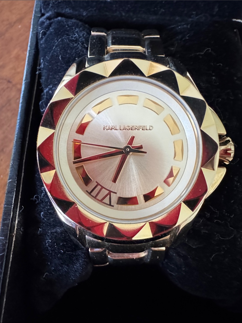 Karl Lagerfeld Gold-Tone Pyramid Bezel Women's Watch
